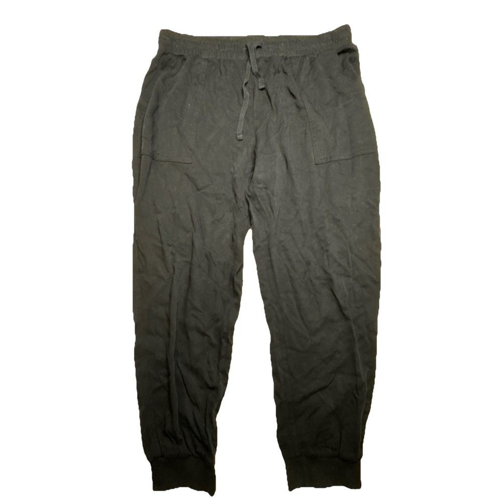 Splendid Black Rayon Jogger Pants Womens Large Drawstring Waist Pockets 1423666